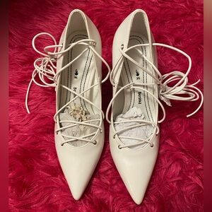 Bershka White Lace-Up Heels